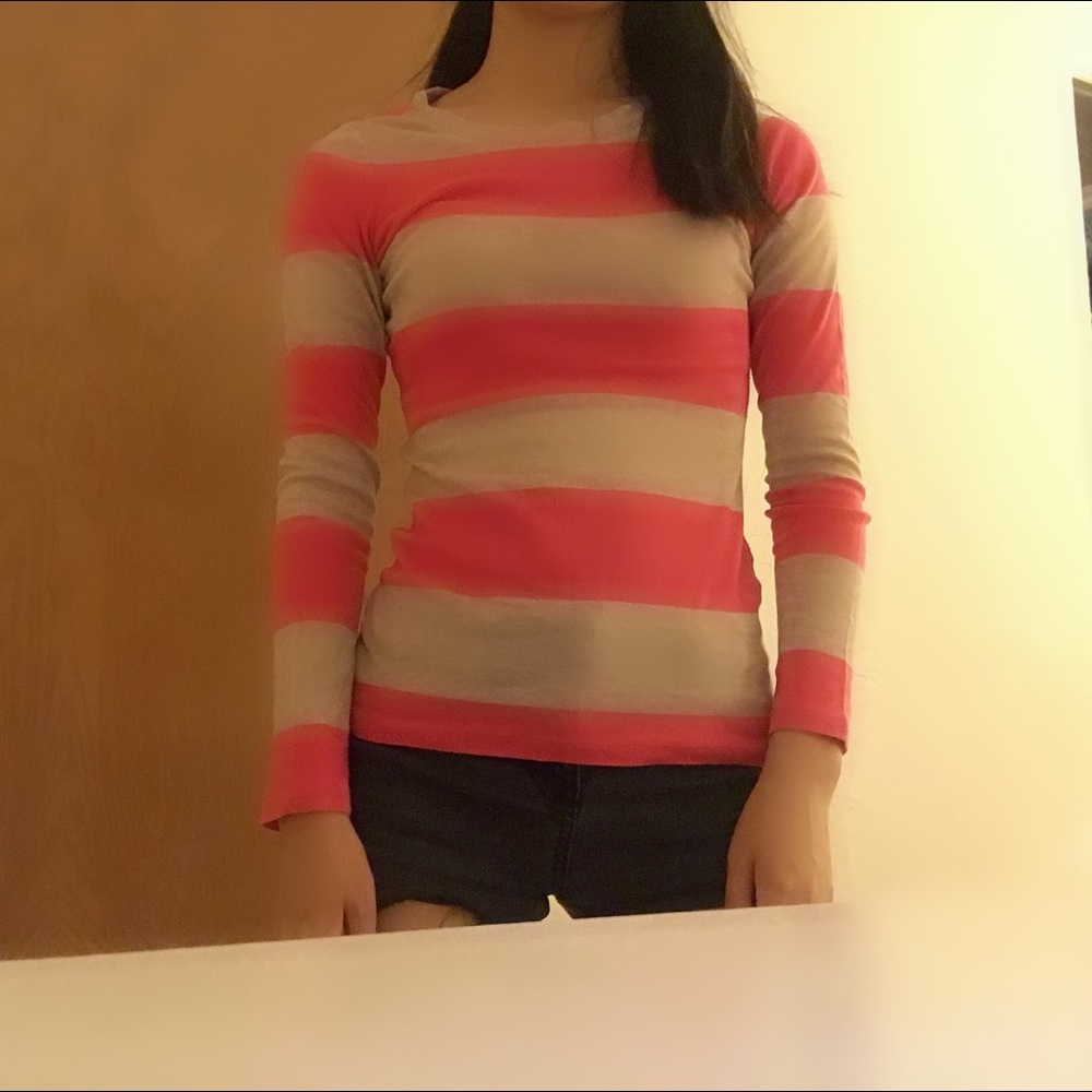 Pink and cream long sleeve top